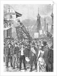 Illus/Labor Parade Passsing Over Bridge by Anonymous
