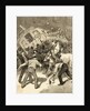 Illustration of Striking Conductors and Drivers Overturning a Trolley Car by Anonymous