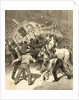 Illustration of Striking Conductors and Drivers Overturning a Trolley Car by Anonymous