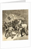 Illustration of Striking Conductors and Drivers Overturning a Trolley Car by Anonymous