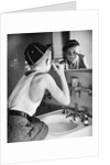 Boy Shaving at Mirror by Anonymous