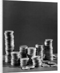 Stacks of Tarnished Silver Dollars by Anonymous