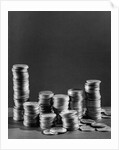 Stacks of Tarnished Silver Dollars by Anonymous