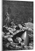 Illus. Of Men On Rocks W/Crashed Craft by Anonymous