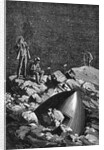 Illus. Of Men On Rocks W/Crashed Craft by Anonymous