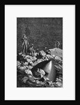 Illus. Of Men On Rocks W/Crashed Craft by Anonymous