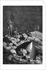 Illus. Of Men On Rocks W/Crashed Craft by Anonymous