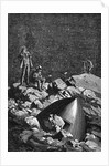 Illus. Of Men On Rocks W/Crashed Craft by Anonymous