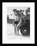 Women in Bathing Suits Leaning Against Car by Anonymous