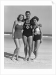Lifeguard With Arm Around Sunbathers by Anonymous
