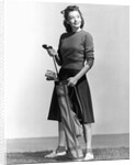 Woman Holding Golf Club And Golf Bag by Anonymous