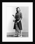 Woman Holding Golf Club And Golf Bag by Anonymous