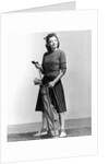 Woman Holding Golf Club And Golf Bag by Anonymous