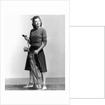 Woman Holding Golf Club And Golf Bag by Anonymous
