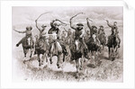 The Cowboy's Race Woodcut by Anonymous