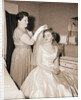 Mother Putting Bridal Veil on Daughter by Anonymous
