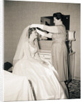 Mother Putting Bridal Veil on Daughter by Anonymous