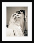 Mother Putting Bridal Veil on Daughter by Anonymous