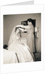 Mother Putting Bridal Veil on Daughter by Anonymous