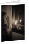 Woman at Window with Candle by Anonymous