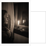 Woman at Window with Candle by Anonymous