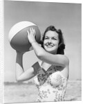 Woman Holding Beach Ball by Anonymous