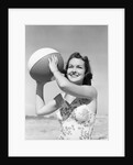 Woman Holding Beach Ball by Anonymous