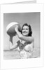 Woman Holding Beach Ball by Anonymous