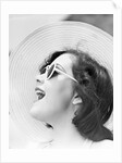 Woman with Sunglasses Wearing Straw Hat by Anonymous