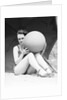 Woman in Bathing Suit Holding Beach Ball by Anonymous