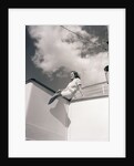 Woman Sitting on Boat Railing by Anonymous