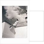 Woman Sitting on Boat Railing by Anonymous