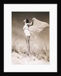 Woman in Swimsuit Holding Scarf by Anonymous