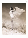 Woman in Swimsuit Holding Scarf by Anonymous