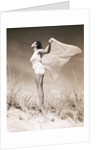 Woman in Swimsuit Holding Scarf by Anonymous