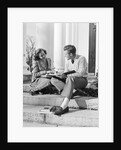 Students Studying On College Steps by Anonymous