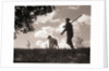 Hunter Walking with Bird Dog by Anonymous