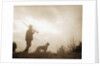 Silhouette of Hunter with Bird Dog Under Clouds by Anonymous