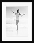 Woman at Beach Holding Sheer Scarf by Anonymous