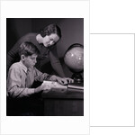 Mother Helping Son with Homework by Anonymous