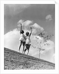 Twin Sisters Waving From Hilltop by Anonymous