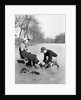 Man Putting on Woman's Ice Skates by Anonymous