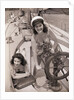 Women at the Helm of Sailboat by Anonymous