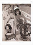 Women at the Helm of Sailboat by Anonymous