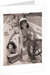 Women at the Helm of Sailboat by Anonymous
