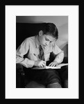 Seated Boy Doing Homework by Anonymous