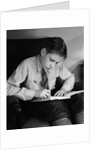 Seated Boy Doing Homework by Anonymous