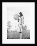 Girl Blowing a Balloon by Anonymous