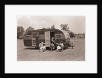 Women Gather Outside Trailer Home by Anonymous