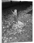 Little Girl Raking Leaves by Anonymous